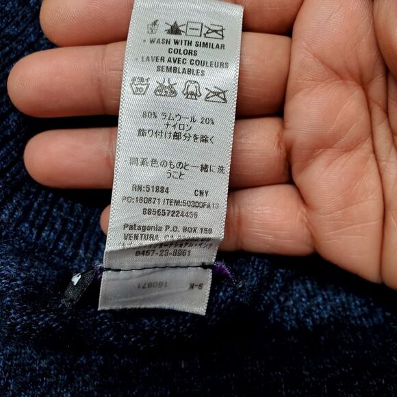 PATAGONIA Men's Quarter-Zip Lambswool Blend Sweater Size S - Picture 4 of 5